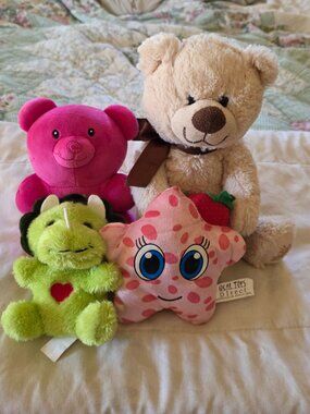 Various Small Plush Toys for Baby or Toddler Set of 4